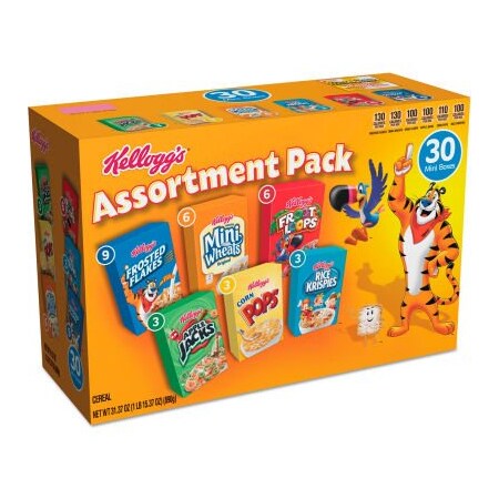 United Stationers Supply Kellogg's Breakfast Cereal Mini Boxes, Assorted, 2.39 oz, Pack of 30 KEE14747